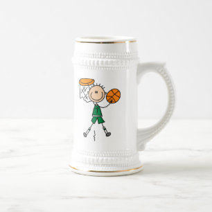 Groene jongen basketbalspeler T-shirts en cadeaus Bierpul
