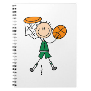 Groene jongen basketbalspeler T-shirts en cadeaus Notitieboek