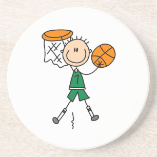Groene jongen basketbalspeler T-shirts en cadeaus Zandsteen Onderzetter