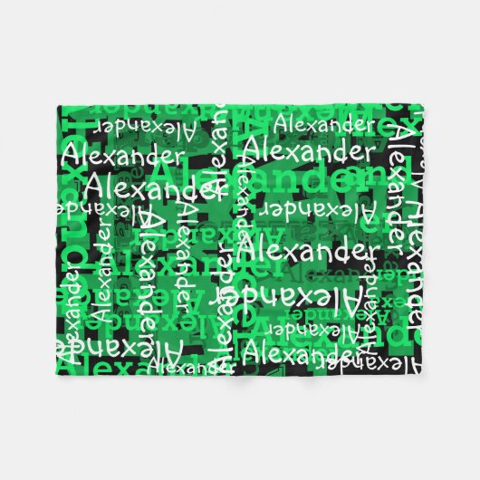 Groene jongen's All-over Name Collage Persoonlijk Fleece Deken (Voorkant (Horizontaal))