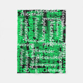 Groene jongen's All-over Name Collage Persoonlijk Fleece Deken (Voorkant)
