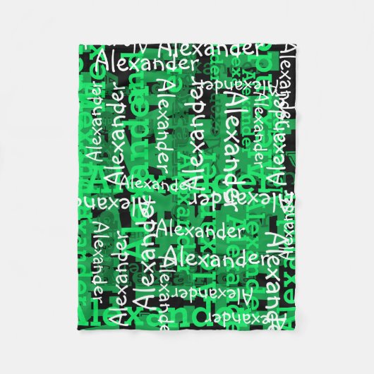 Groene jongen's All-over Name Collage Persoonlijk Fleece Deken (Voorkant)