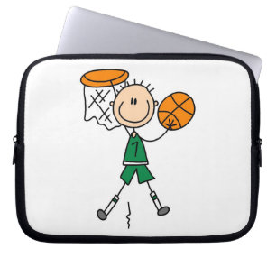 Groene jongens basketbalspeler T-shirts en cadeaus Laptop Sleeve