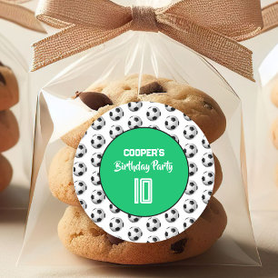 Groene Jongens Voetbal Verjaardagsfeestje Ronde Sticker