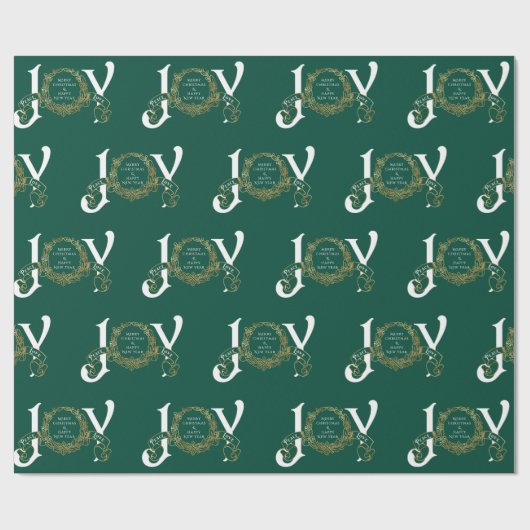 Groene  Joy Peace Love Gold Classy Kerstmis Cadeaupapier (Vlak)