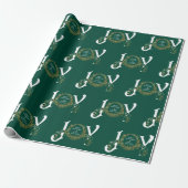 Groene Joy Peace Love Gold Classy Kerstmis Cadeaupapier (Uitgerold)