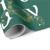 Groene Joy Peace Love Gold Classy Kerstmis Cadeaupapier (Rol Hoek)