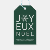 Groene Joyeux Noel Minimalist Holiday Cadeaulabel (Voorkant)