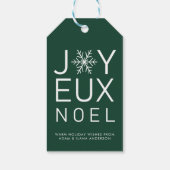 Groene Joyeux Noel Minimalist Holiday Cadeaulabel (Achterkant)