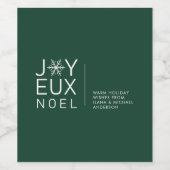 Groene Joyeux Noel Minimalist Holiday Wijn Etiket (Enkel label)