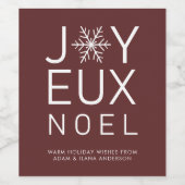 Groene Joyeux Noel Minimalist Holiday Wine Label Wijn Etiket (Enkel label)