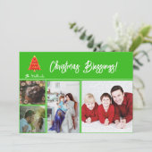 Groene Joyoux Noel Foto Vakantie Kaart (Staand voorkant)