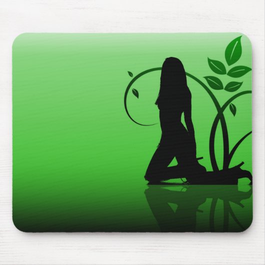 Groene Juffersilhouet Muismat (Voorkant)