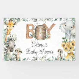 Groene Jungle Dieren Baby Shower Achtergrond Spandoek