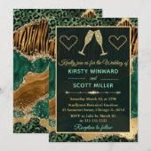 Groene Jungle Dierenprint Goud Glitters Agate Kaart (Voorkant / Achterkant)