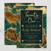 Groene Jungle Dierprint Agaat 21e Verjaardag Kaart (Voorkant / Achterkant)