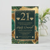 Groene Jungle Dierprint Agate 21e Verjaardag Kaart (Staand voorkant)