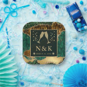 Groene Jungle Dierprint Glitter Agate Bruiloft Papieren Bordje (Feest)