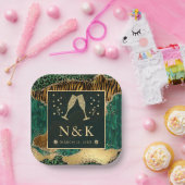 Groene Jungle Dierprint Glitter Agate Bruiloft Papieren Bordje (Feest)