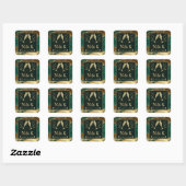 Groene Jungle Dierprint Glitter Agate Bruiloft Vierkante Sticker (Vel)