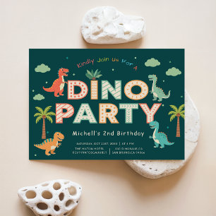 Groene Jungle Dino Feest Dinosaur 2e Verjaardag Kaart