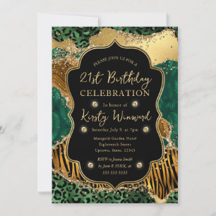 Groene Jungle Safari Glitter Agate 21e Verjaardag Kaart