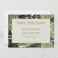 Groene junglebladeren Save the Date kaart