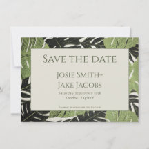 Groene junglebladeren Save the Date kaart