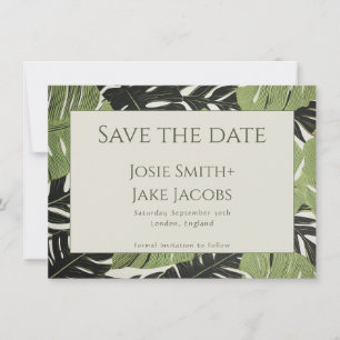 Groene junglebladeren Save the Date kaart