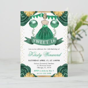 Groene jurk blond haar prinses Sweet 16 Kaart