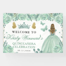 Groene jurk Blonde prinses bloemige Quinceanera