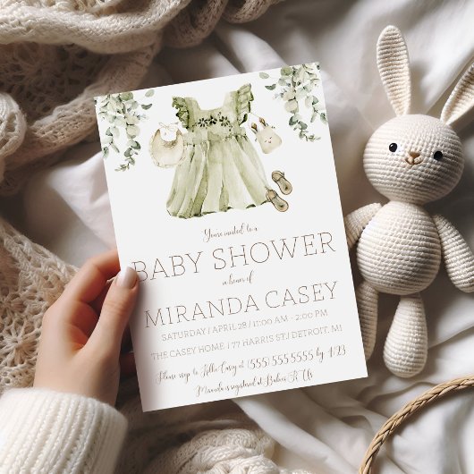 Groene jurk Boho baby shower Kaart