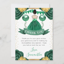 Groene jurk Bruine harige prinses Quinceanera