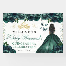 Groene jurk donkere huid Prinses bloemstuk Quincea