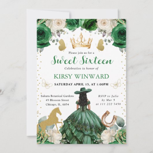 Groene jurk Donkere huid Westerne Princess Sweet 1 Kaart (Voorkant)