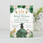 Groene jurk Donkere huid Westerne Princess Sweet 1 Kaart (Staand voorkant)