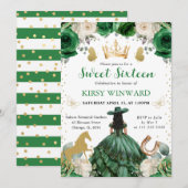 Groene jurk Donkere huid Westerne Princess Sweet 1 Kaart (Voorkant / Achterkant)