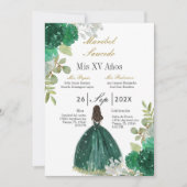 Groene jurk quinceañera uitnodiging (Voorkant)