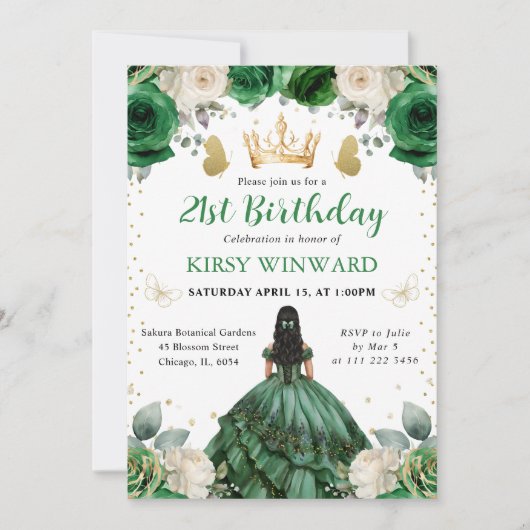 Groene Jurk Westerse Prinses Verjaardag Kaart (Voorkant)