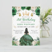 Groene Jurk Westerse Prinses Verjaardag Kaart (Staand voorkant)
