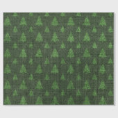 Groene Jute Kerstbomen Cadeaupapier (Vlak)