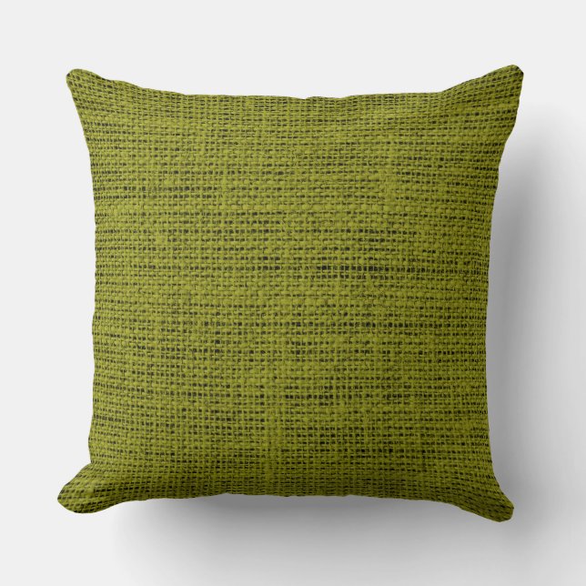 Groene jute linnen stof kussen (Voorkant)