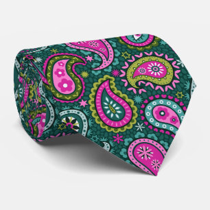 Groene juweeltint helder vet boho paisley stropdas