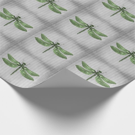 Groene juwelen libel cadeaupapier (Hoek)