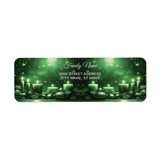 Groene Kaarsen Kerst Retouradres Etiket (Voorkant)