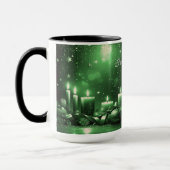 Groene Kaarsen Kerst Vakantie Mok (Links)