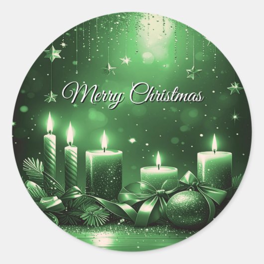 Groene Kaarsen Kerst Vakantie Sticker (Voorkant)