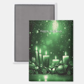 Groene Kaarsen Kerstvakantie Magneet (Voorkant / Achterkant)