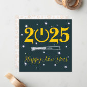 Groene kaart Gelukkig nieuwjaar Notitiekaartje (Voorkant / Achterkant in situ)