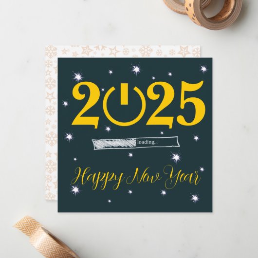 Groene kaart Gelukkig nieuwjaar Notitiekaartje (Voorkant / Achterkant in situ)